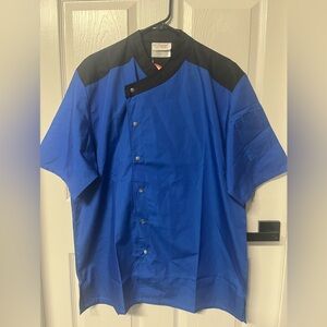 NWT Happy Chef Cook Cool Shirt Womens Men Blue Black Euro Vent Chef Coat large